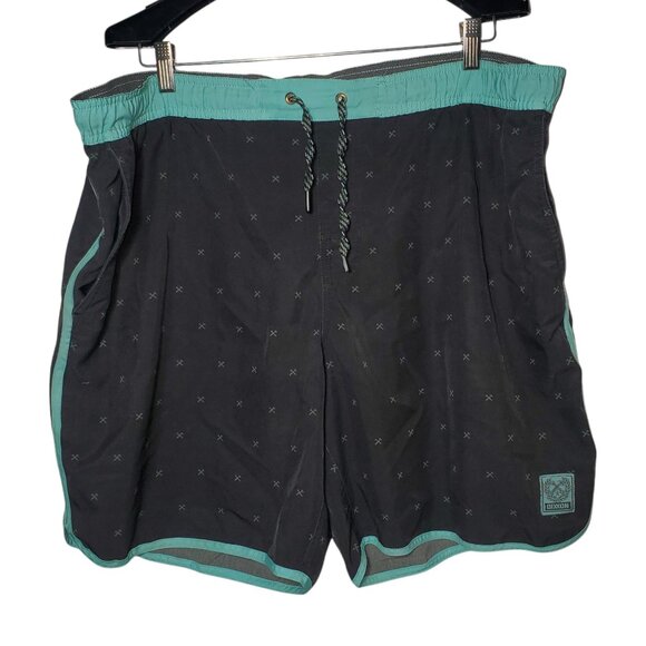 Dixxon Chad Shorts Men's 40 Black Aqua Swim Trunks Board Shorts AOP Logo - Picture 1 of 6